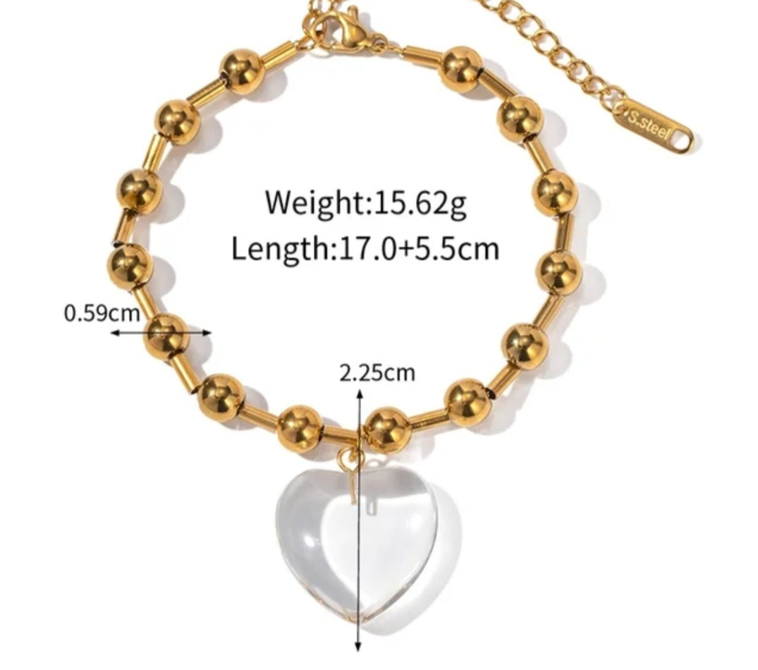 Transparent Heart Charm Bracelet