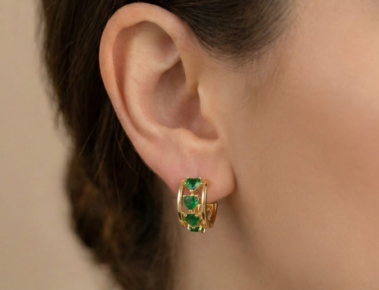 Emerald Hearts Hoops