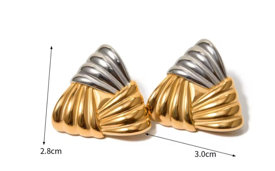 Dual Tone Triangle Earrings
