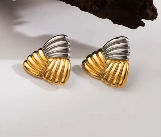 Dual Tone Triangle Earrings