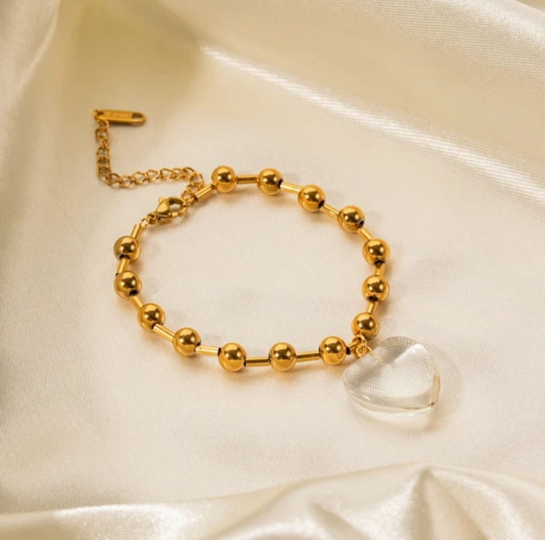 Transparent Heart Charm Bracelet