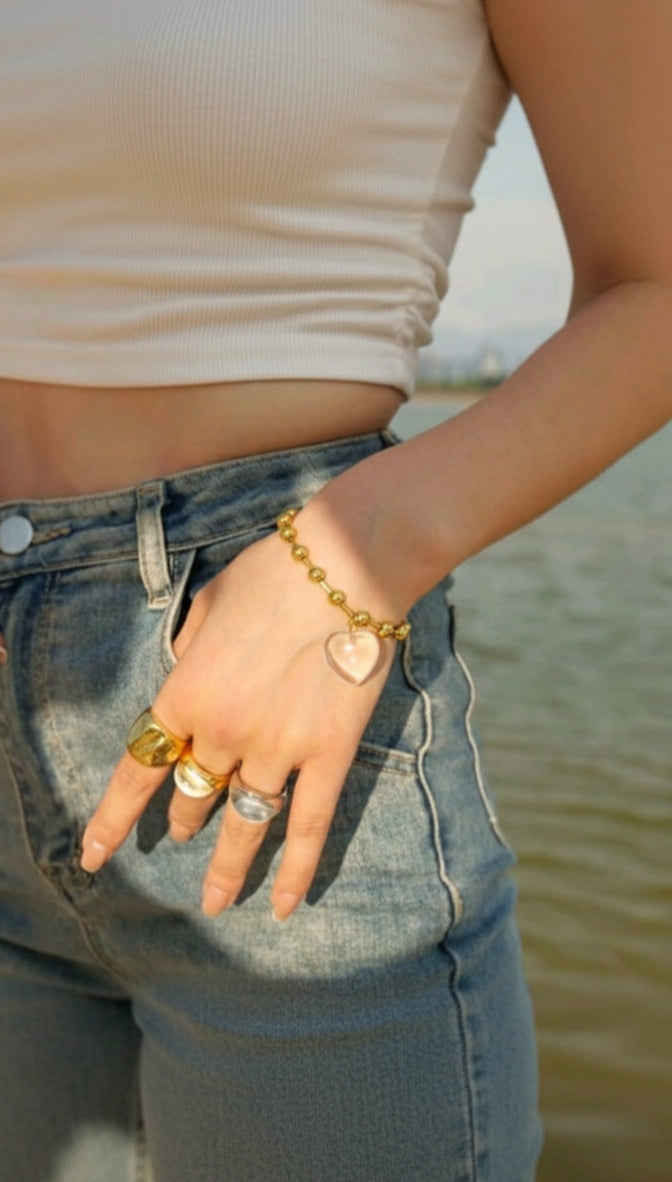 Transparent Heart Charm Bracelet