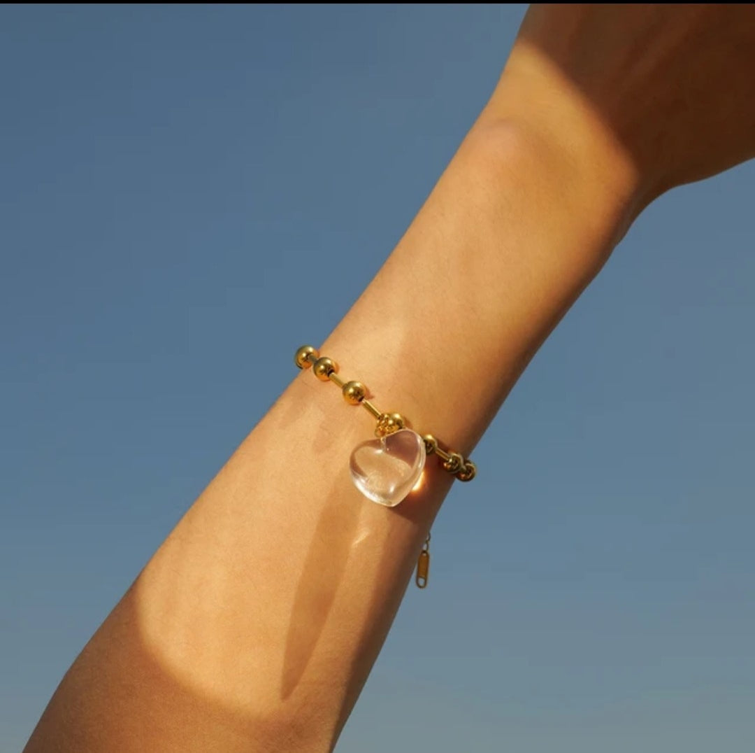Transparent Heart Charm Bracelet