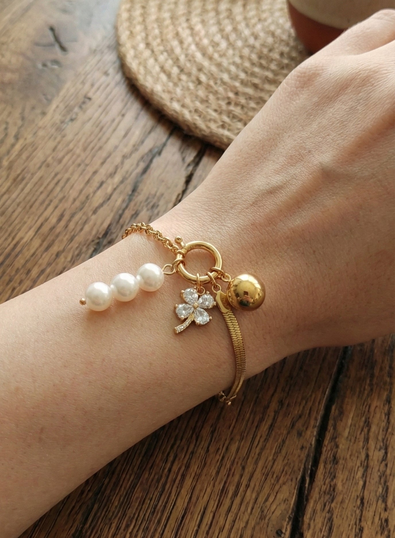Diamond Flower Charm Bracelet