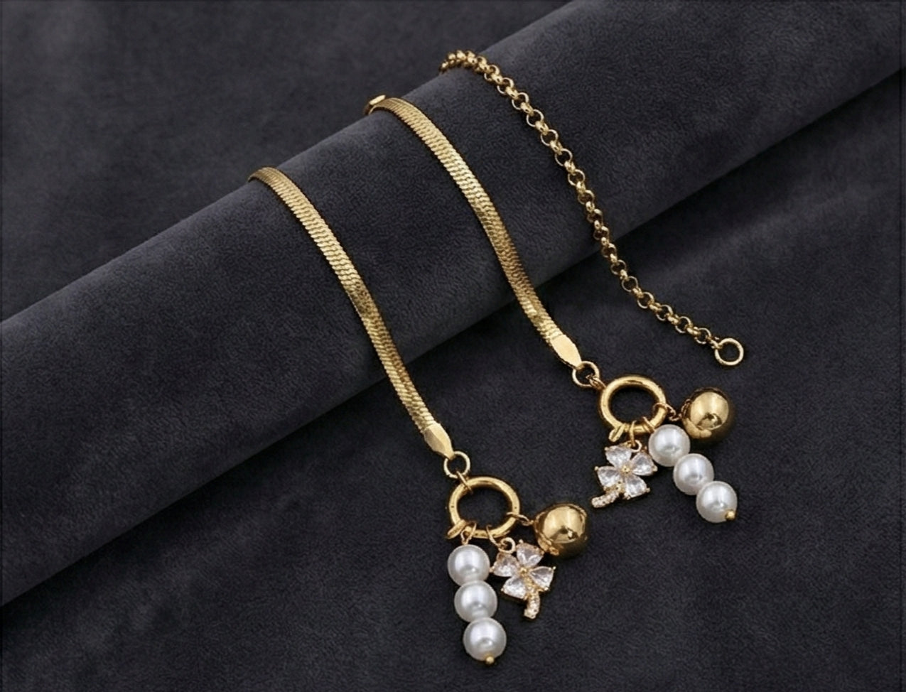 Diamond Flower Charm Bracelet