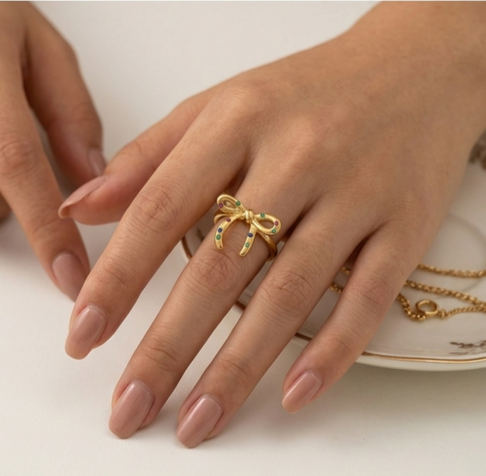 Multi Stone Bow Ring