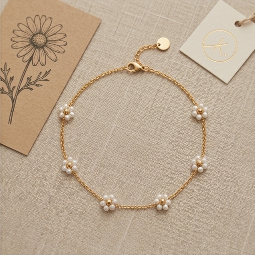 White Daisy Anklet
